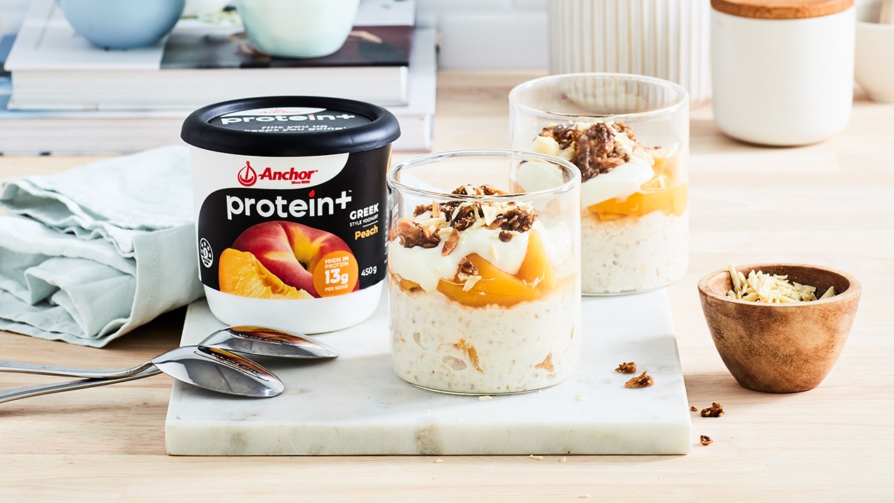 Anchor Protein Plus Peach Yoghurt Overnight Oats