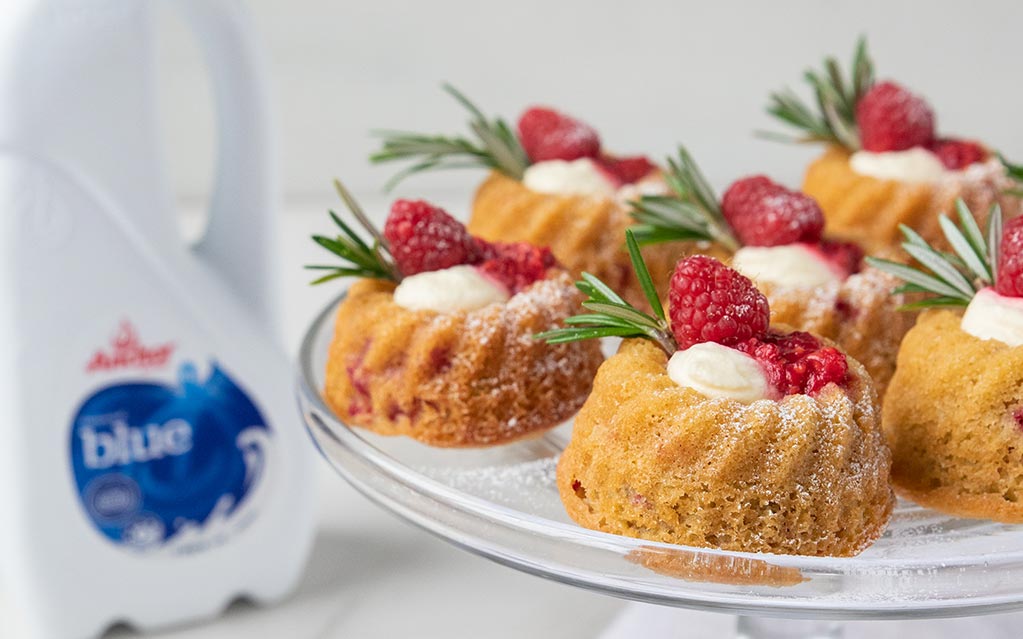 Beautiful Raspberry, Lemon & Rosemary Mini Bundt Cakes  