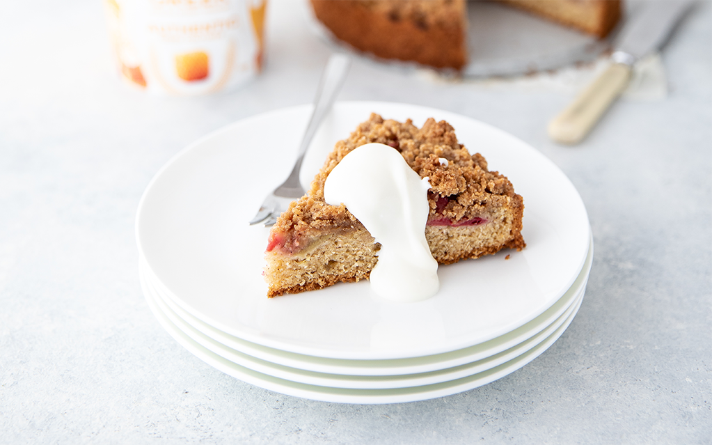 Feijoa & Rhubarb Crumble Cake