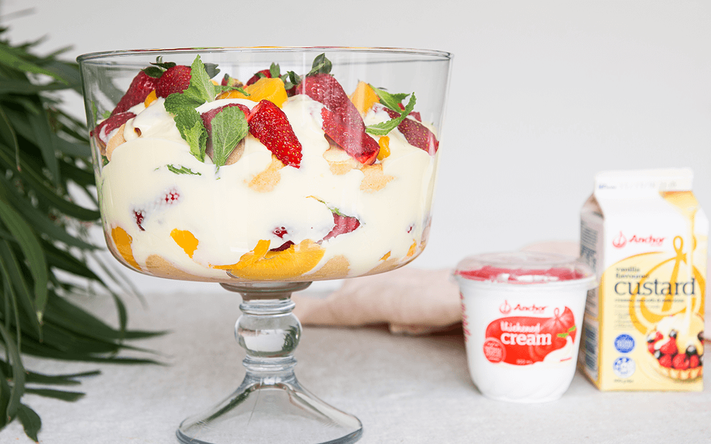 Peach, Strawberry, Mint & Cointreau Trifle