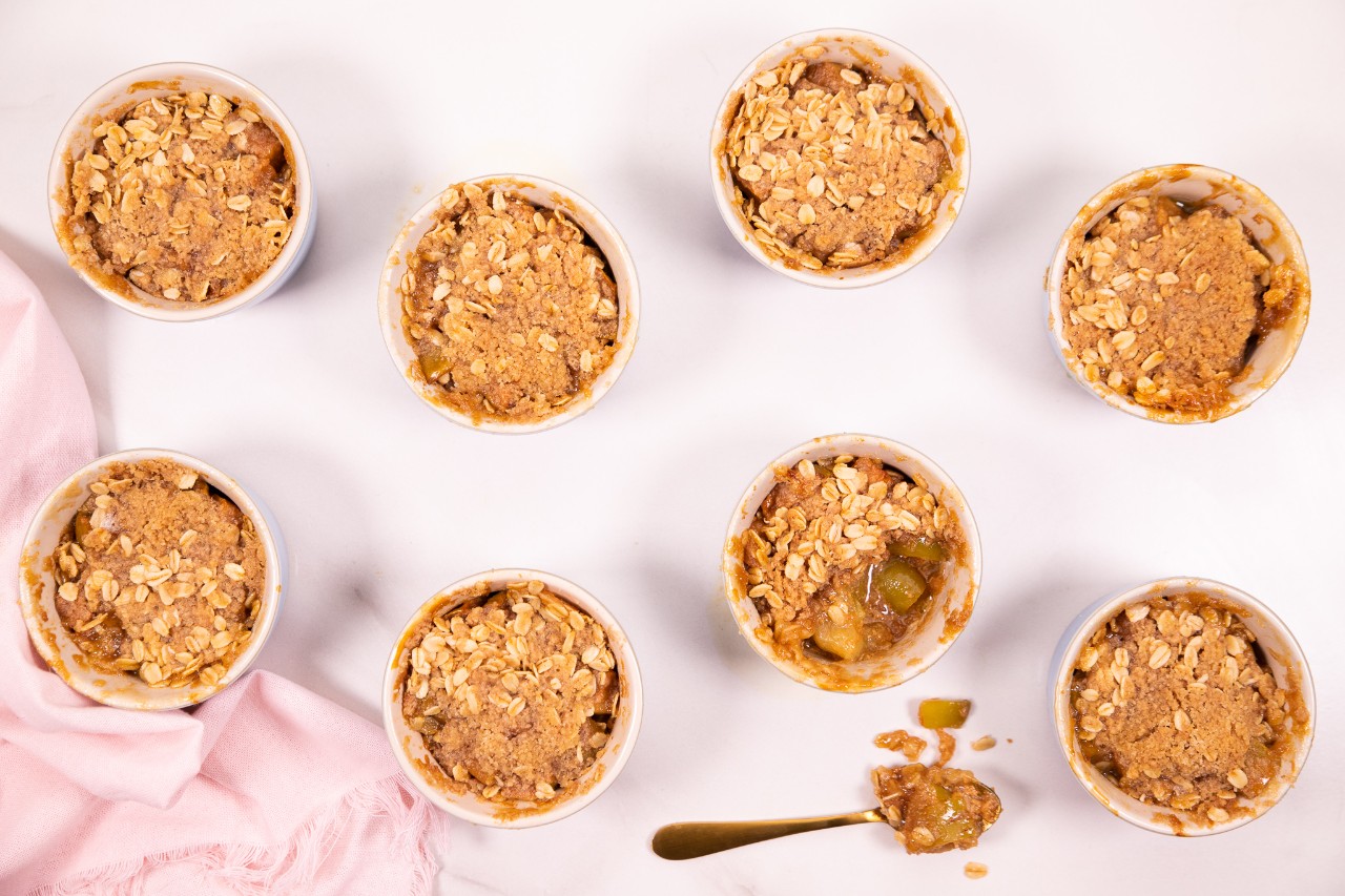Salted Butterscotch & Oaty Apple Individual Crumbles (Be Well)