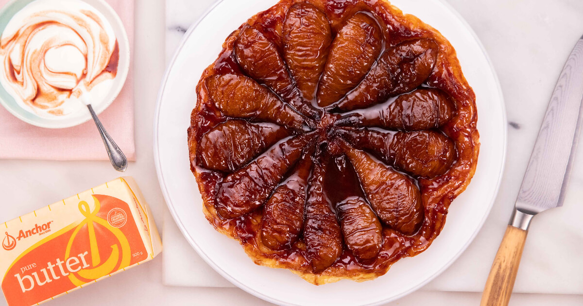 Wine Poached Pear Tarte Tatin 