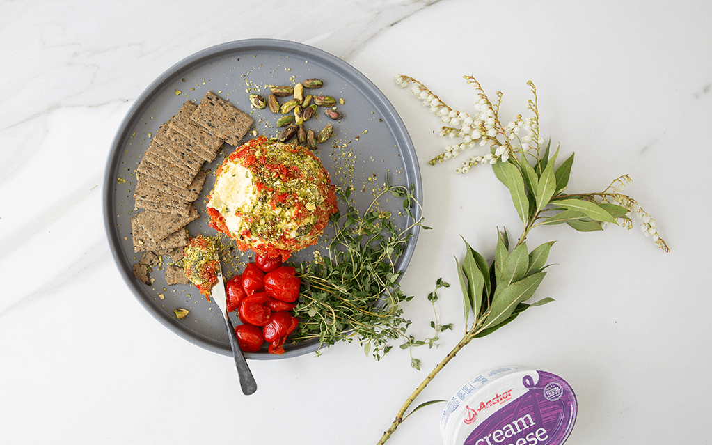 Pistachio, Charred Pepper & Thyme Cream Cheese  Ball