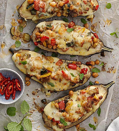 Stuffed cheesy eggplant recipe